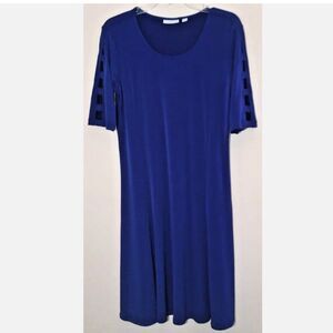Susan Graver sz S Solid Lush Royal Blue Stretch Short Pane Sleeve Panel Dress